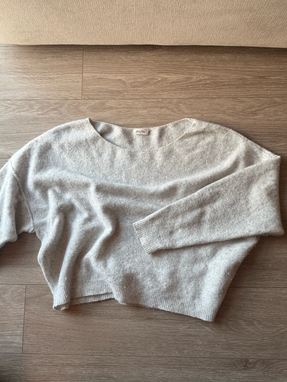 American Vintage Vitow Grey Sweater Slouchy Off The Shoulder Long Sleeve Top
